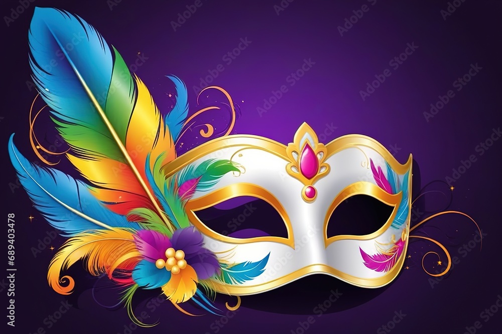 3d rendering illustration illustration venice carnival colorful feather mask,space for text or message,banner or greeting card.ai generated 3d rendering illustration illustration venice carnival colorful feather mask,space for text or message,banner or greeting card.ai generated