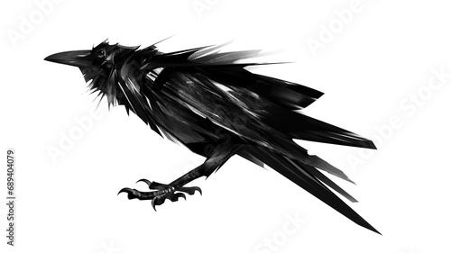 a drawing of a raven bird on a white background