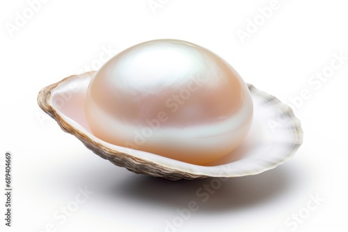 A single quahog pearl isolated on white background photo