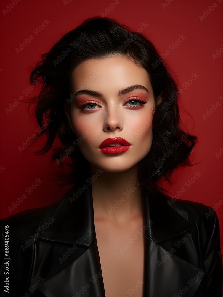 portrait of a woman with red lips