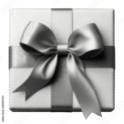 gift box isolated retro grunge halftone dotted texture vector cutout collage element for mixed media design