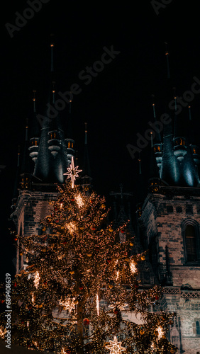 christmas tree in the night Prague