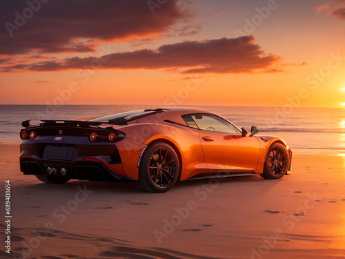 Sport car on the beach at sunset © syam