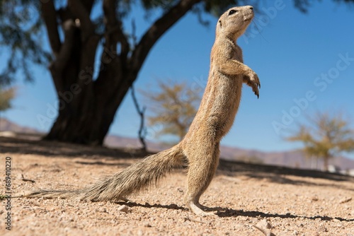 Mountain ground squirrel (Xerus princeps), Damara bristle squirrel Solitaire, Namibia, Africa photo