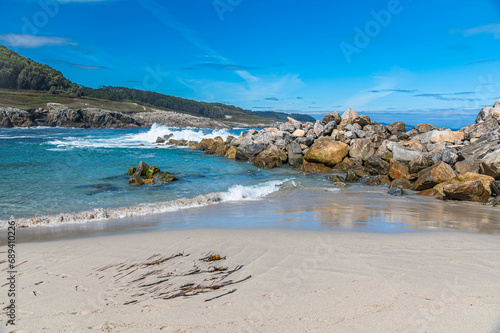 Beach in the town of Burela, Galicia, Spain