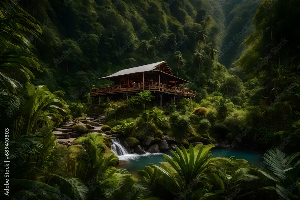 A tranquil island valley home to rare and endemic vegetation in a lush setting A tranquil island valley home to rare and endemic vegetation in a lush setting
