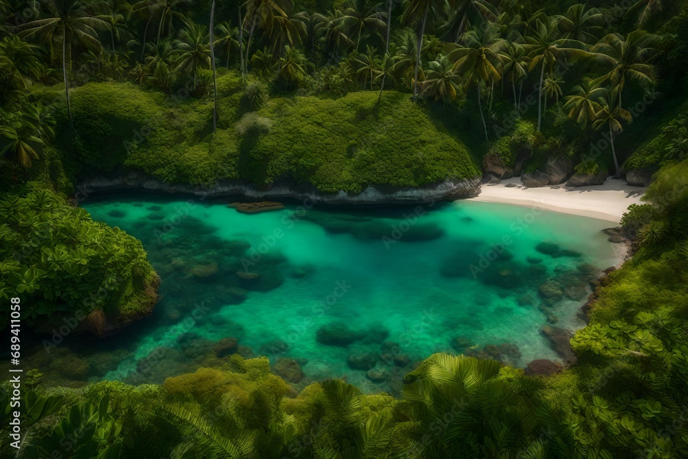 An island paradise featuring only the endemic plant life found on its shores