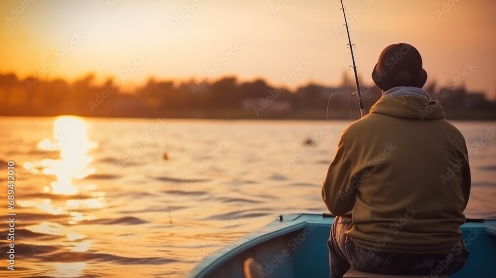 fisherman fishing from the boat fisherman fishing from the boat