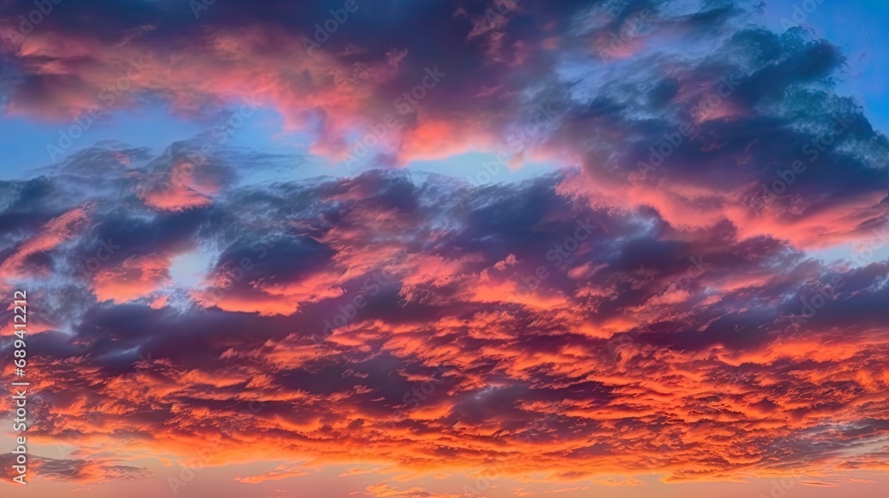 An array of colorful clouds at sunrise, painting the sky with a vibrant and enchanting palette