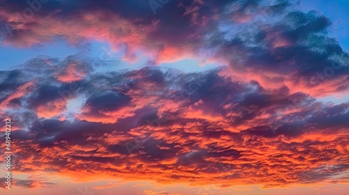 An array of colorful clouds at sunrise, painting the sky with a vibrant and enchanting palette © Irfanan