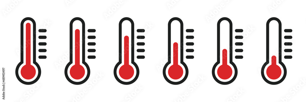 Simple icons representing thermometers and temperature Simple icons representing thermometers and temperature