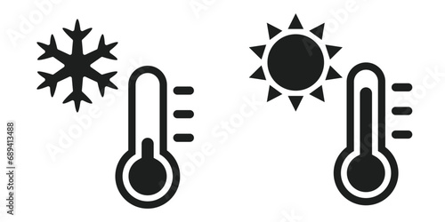 Simple icons representing thermometers and temperature