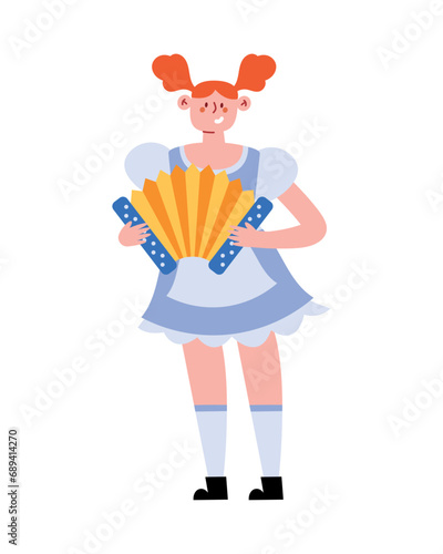 germany girl with dirndl and accordion