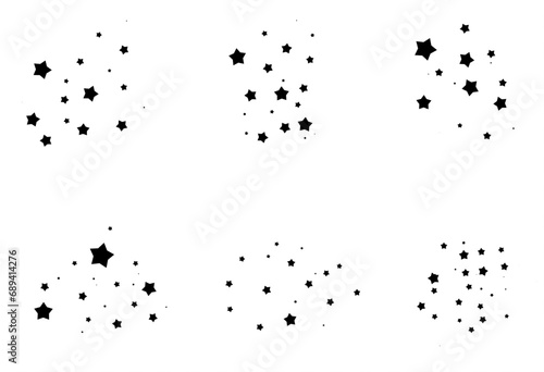 Shooting Star Black. Shooting star with an elegant star trail on a white background. Festive star sprinkles, powder. Vector png.	
