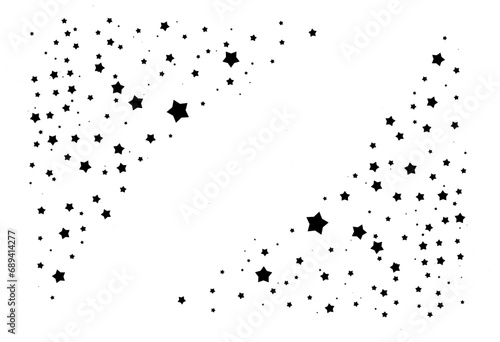 Fototapeta Naklejka Na Ścianę i Meble -  Shooting Star Black. Shooting star with an elegant star trail on a white background. Festive star sprinkles, powder. Vector png.	
