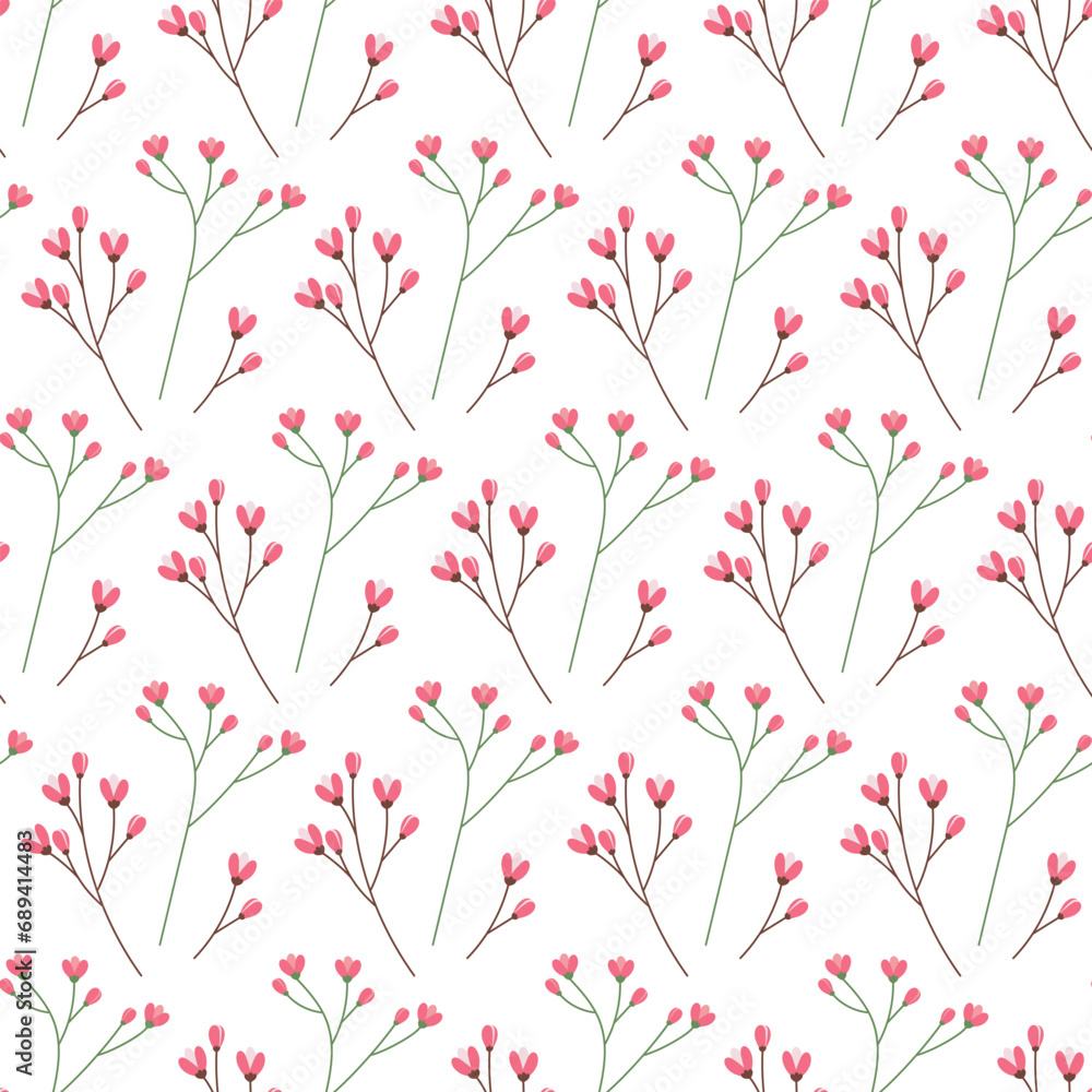 Fototapeta premium Seamless pattern of flowering twigs. Design concept for wrapping or background texture. Springtime