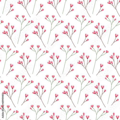 Seamless pattern of flowering twigs. Design concept for wrapping or background texture. Springtime