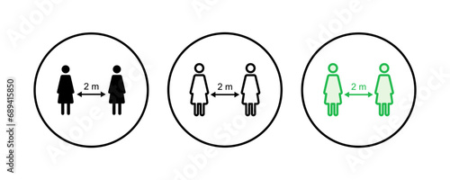 Social distancing icon set. social distance icon. self quarantine sign