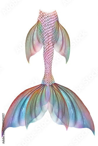 Mermaid Tail With Transparent Colourful Fins