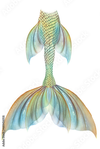 Mermaid Tail With Transparent Colourful Fins