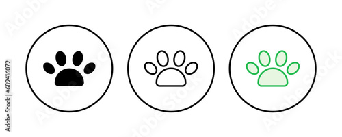 Paw icon set. paw print icon vector. dog or cat paw
