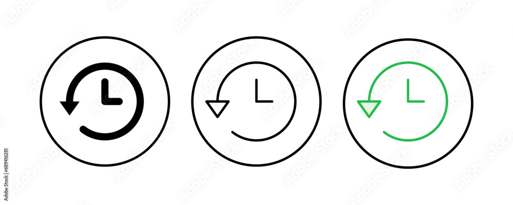 History icon set. recent event history