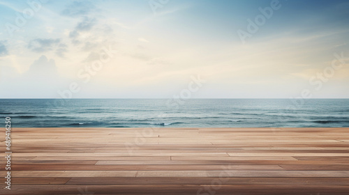 Wooden Deck Overlooking Serene Sea View  landscape