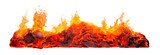 Hot lava melting rocks with fire over isolated transparent background
