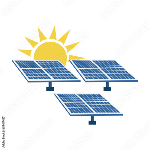 Modern solar panels on white background