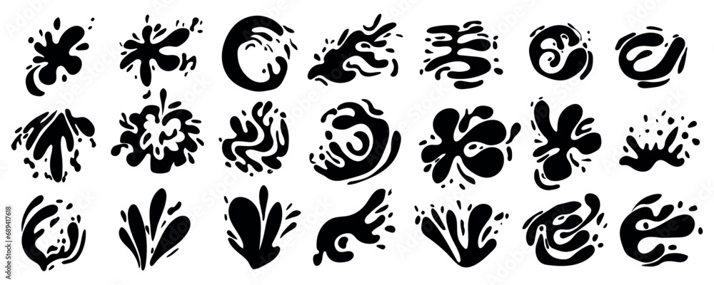 Set of black splashes on white background Set of black splashes on white background