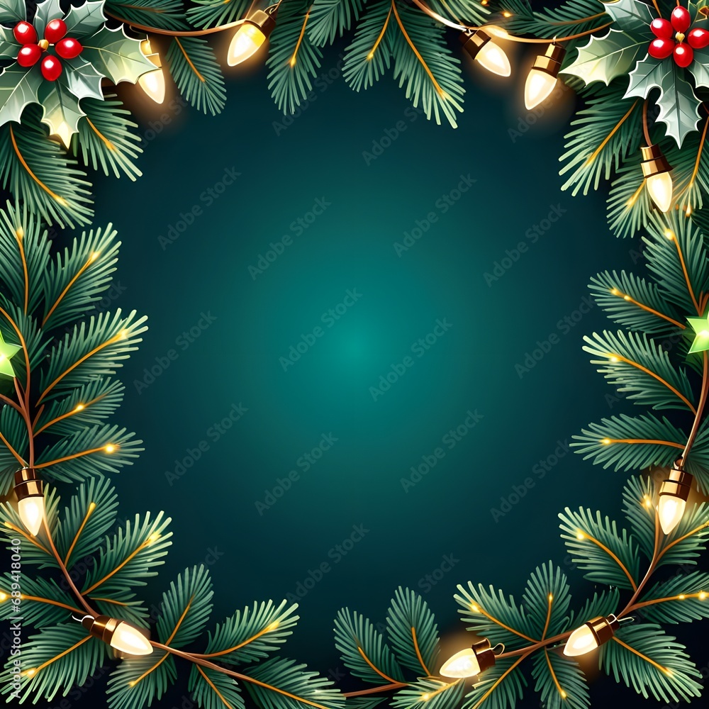 green background with garland green background with garland