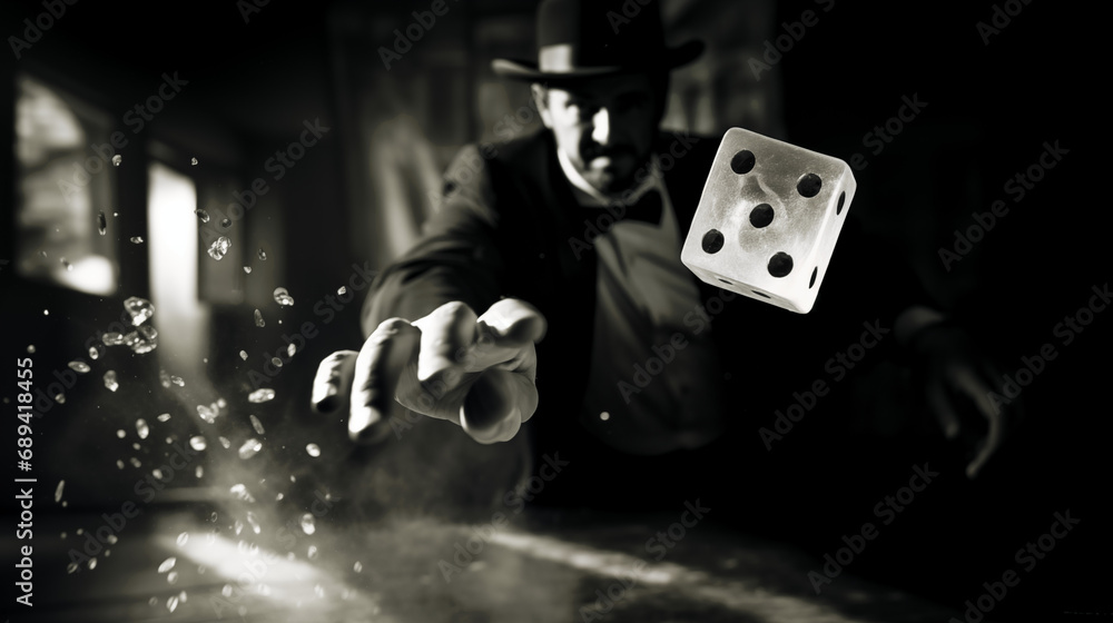Gangster shooting dice in the 1940s - obrazy, fototapety, plakaty 