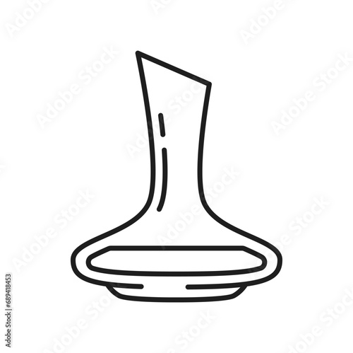 Decanter for wine isolated outline icon. Vector glass bottle for mixing wine, jar for alcohol drink, winemaking decanter thin line