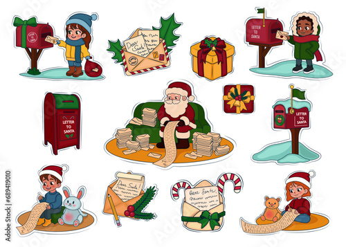 Set of stickers with little...