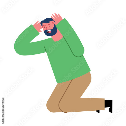 earthquake illustration of a man hidden