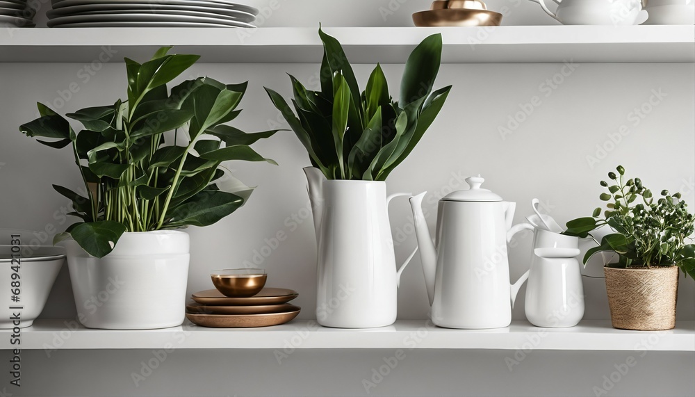 White wall in modern kitchen - minimalist interior, contemporary style