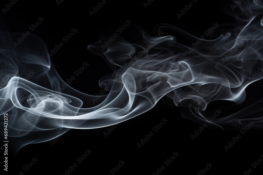Abstract white smoke in motion. Smoke, Cloud of cold fog in black background. Light, white, fog, cloud background
