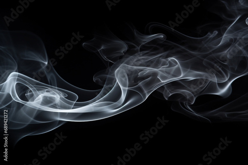 Abstract white smoke in motion. Smoke, Cloud of cold fog in black background. Light, white, fog, cloud background