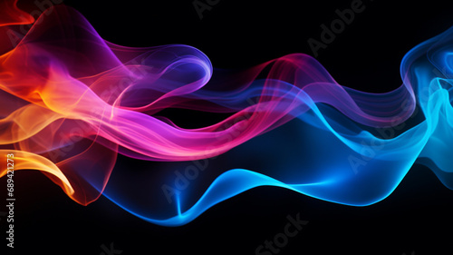 Abstract colorful smoke in motion. Smoke, Cloud of cold fog in black background. Light, white, fog, cloud background