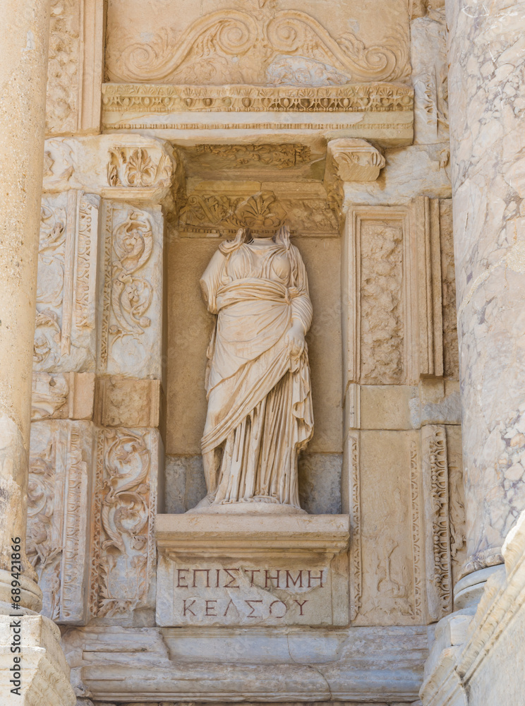 Headless Statue at the Library of Celsus in the Ancient Greek City Of Ephesus, Turkey.