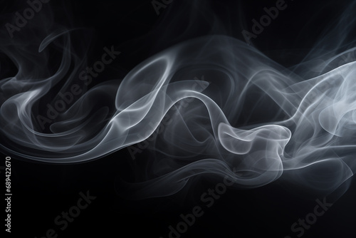 A wall of smoke, thin and ethereal, moving gracefully against a black background, perfect for textural contrast
