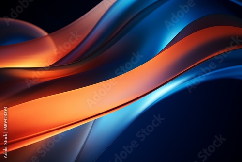 Abstract flowing shapes with blue and orange hues, a vibrant digital art concept.