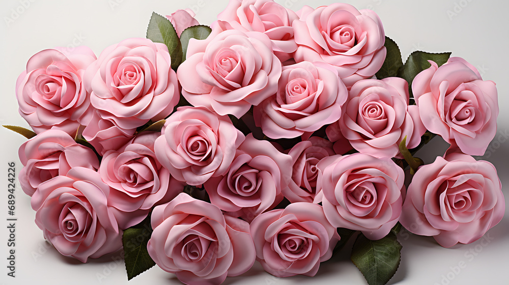 Pink rose flowers in a floral arrangement on white background Pink rose flowers in a floral arrangement on white background