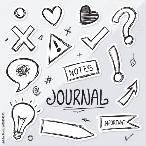 Sketchy sticker style resources. Decorative journal