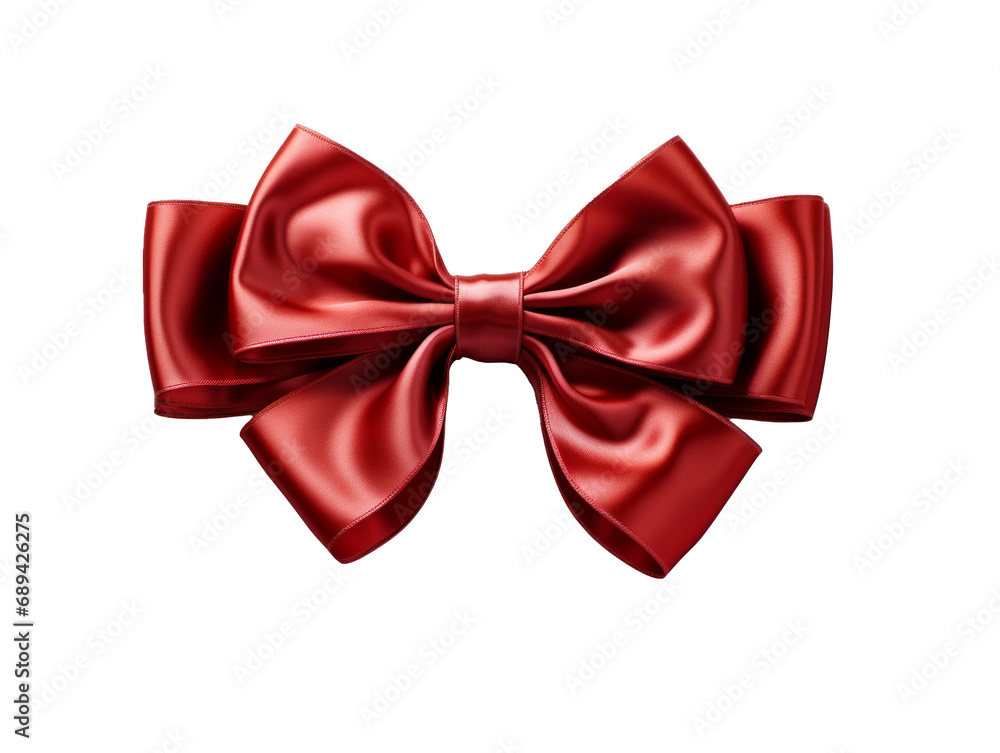 A red bow isolated with transparent background. Generative AI. 