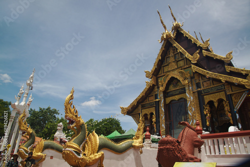 Thai Church in Buddhism It is an art that is commonly seen in Thailand. At Wat Tha Mai temple. Located at Samut Sakhon Province in Middle of Thailand. photo