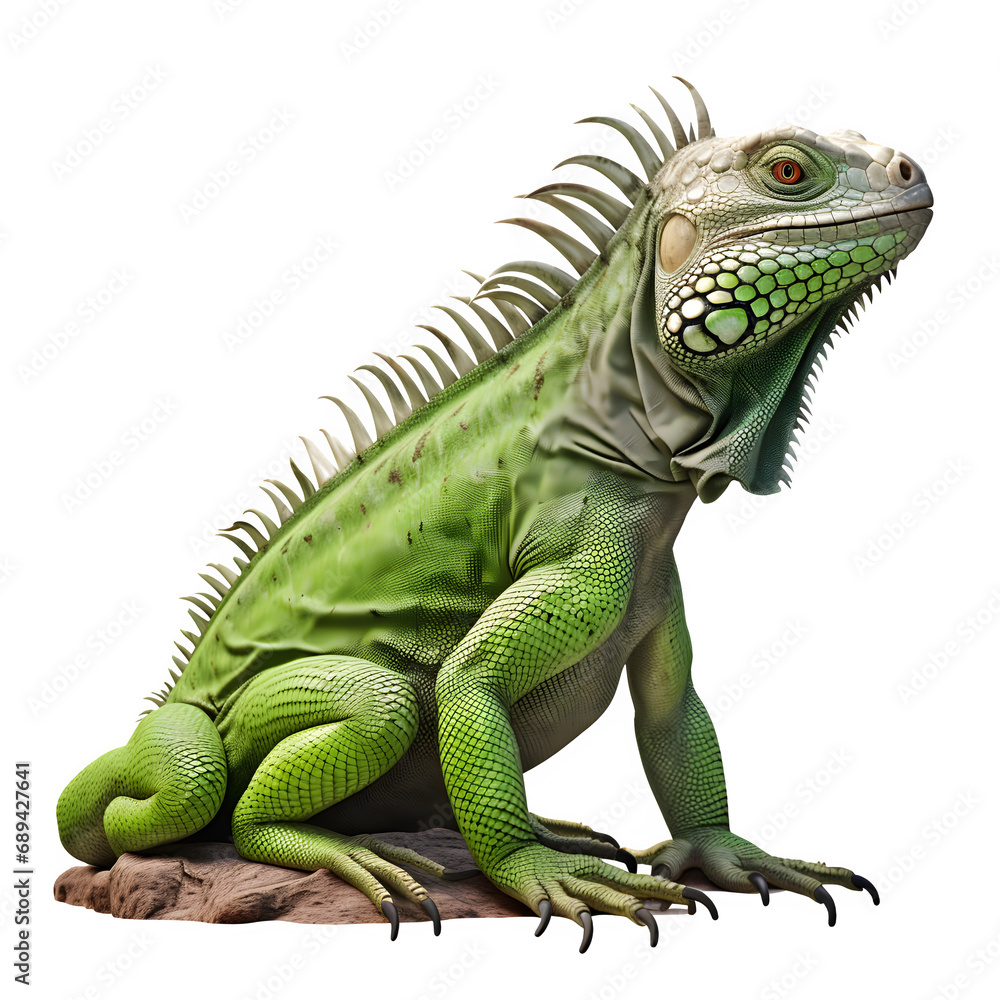 Green iguana isolated on transparent background Generative AI Green iguana isolated on transparent background Generative AI