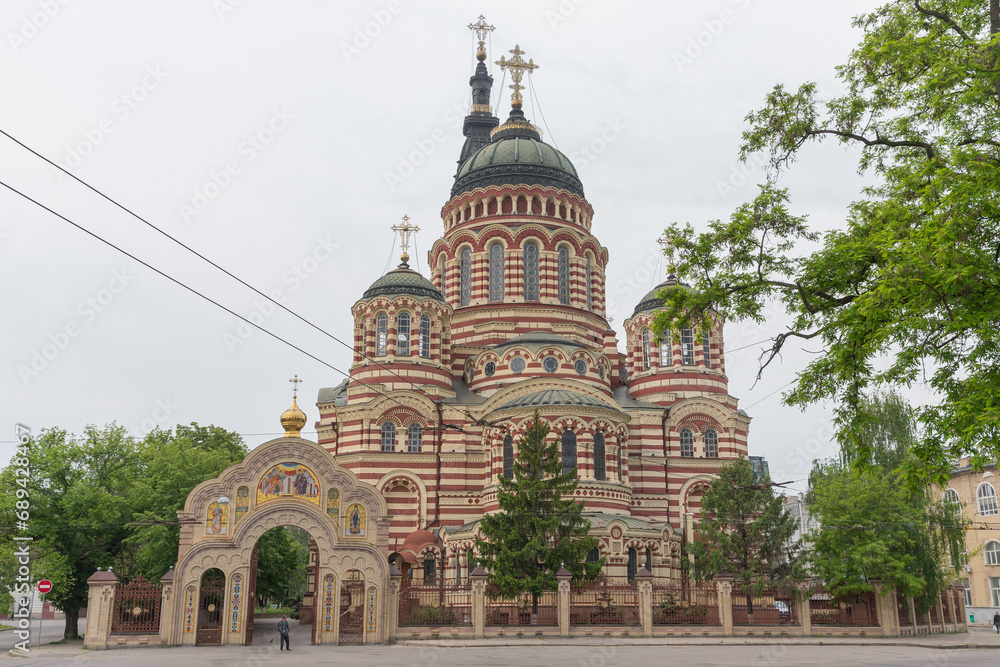 exterior of Basilica of the Annunciation cathedral in kharkiv city