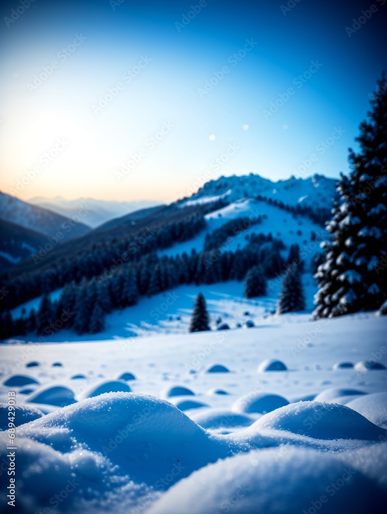 Scenic view of snowy winter landscape background wallpaper