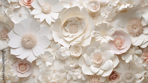 Background of white artificial flowers